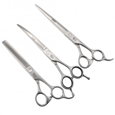 6.5'' 7'' 7.5'' 8 Inch Professional Dog Cat Thinning Curved Shears Tool Pet Grooming Scissors Set