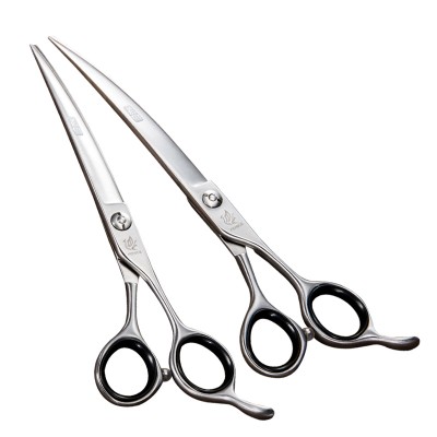 7'' 7.5 Inch Fenice Professional Dog Curved Scissors Kit for Pet Grooming